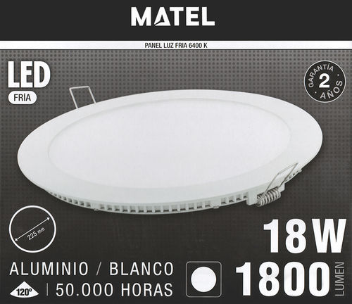 Downlight led 18W luz blanca (6400K). Matel